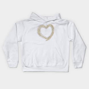 Golden Glitter Heart on White Kids Hoodie